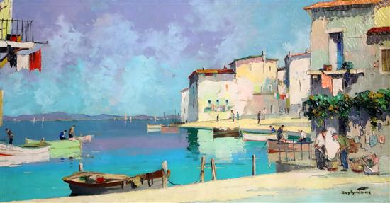 § Cecil Rochfort DOyly John (1906-1993) Fishermen at Cassis, South of France, 16 x 30in.